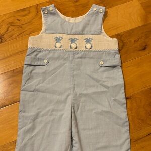 Adorable Light Blue Kids Overalls with Bunny Smock
